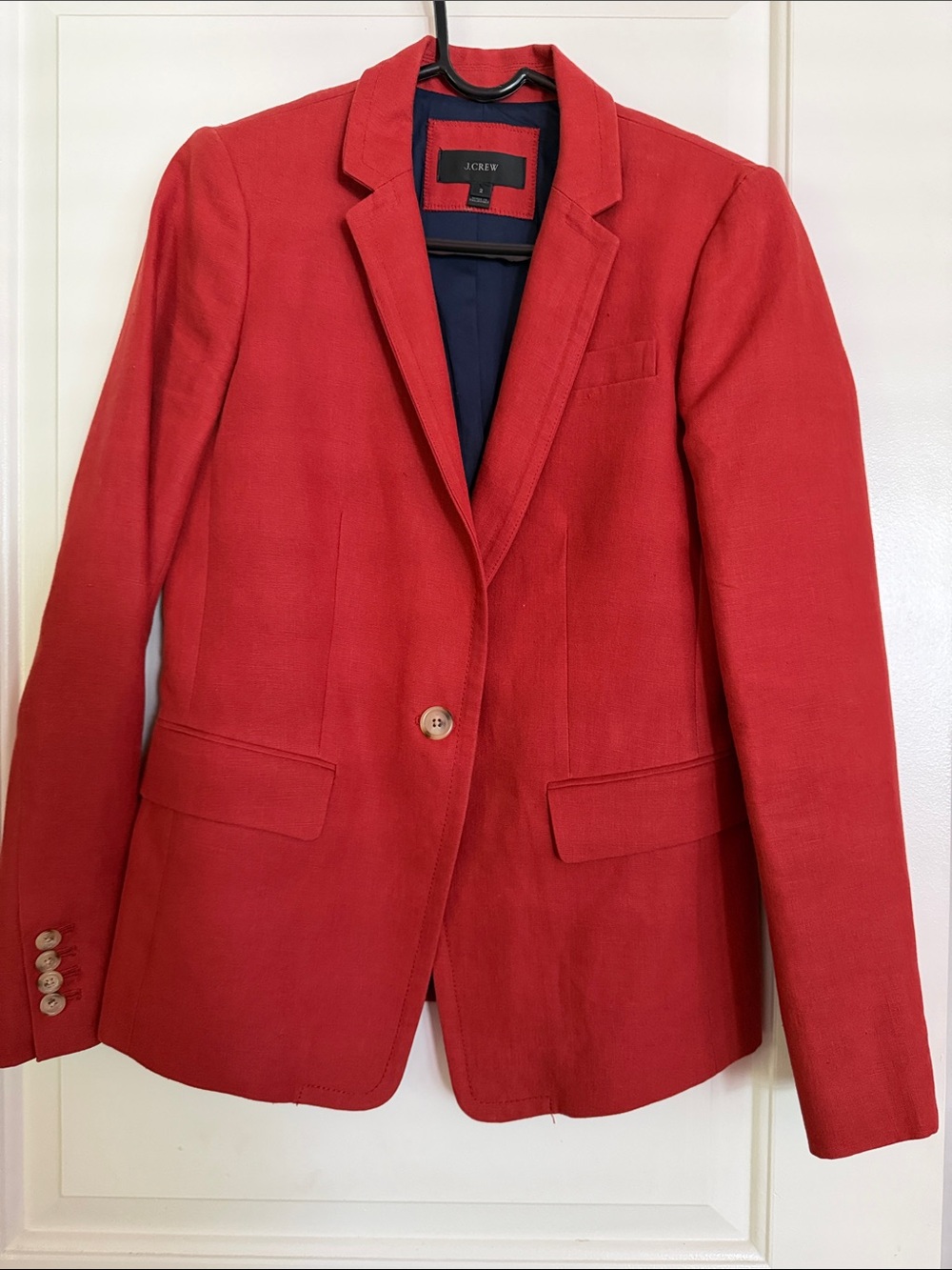 J.Crew Orange 100% Linen One-Button Blazer, Sz 2